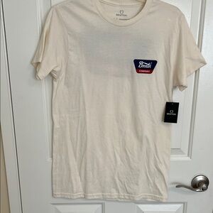 Brixton Cream Short-Sleeve Tee with Navy & Red Patch, S
